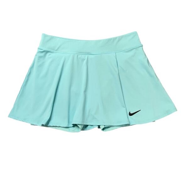 Nike Skort Womens M Medium Aqua Court Victory Flouncy Dri Fit Slim Fit Tennis - Picture 1 of 14